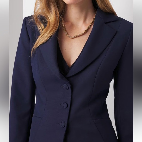NEW $195 WHBM Navy blue Signature Blazer size 12 - Picture 4 of 16